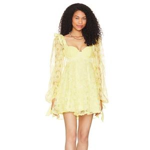 For Love and Lemons KIERSTEN MINI DRESS IN YELLOW